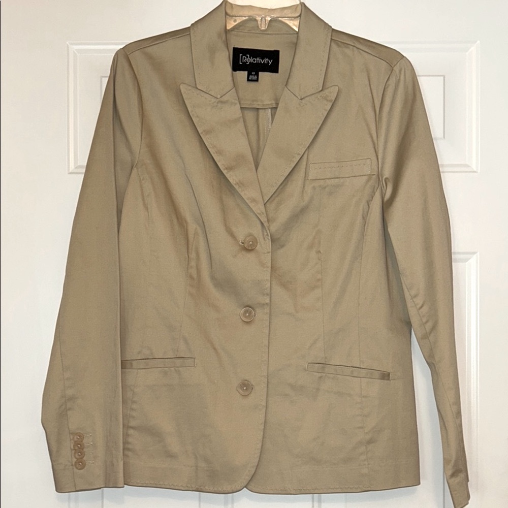 Relativity Lightweight Blazer 12 Tan/Khaki NWOT Career Professional Jacket